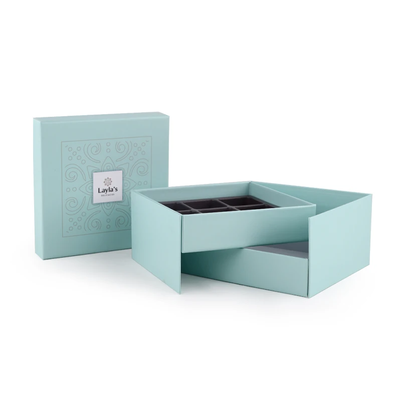 custom logo luxury chocolate box with 2 dividers art paper chocolate boxes packaging small chocolate candy gift  boxes