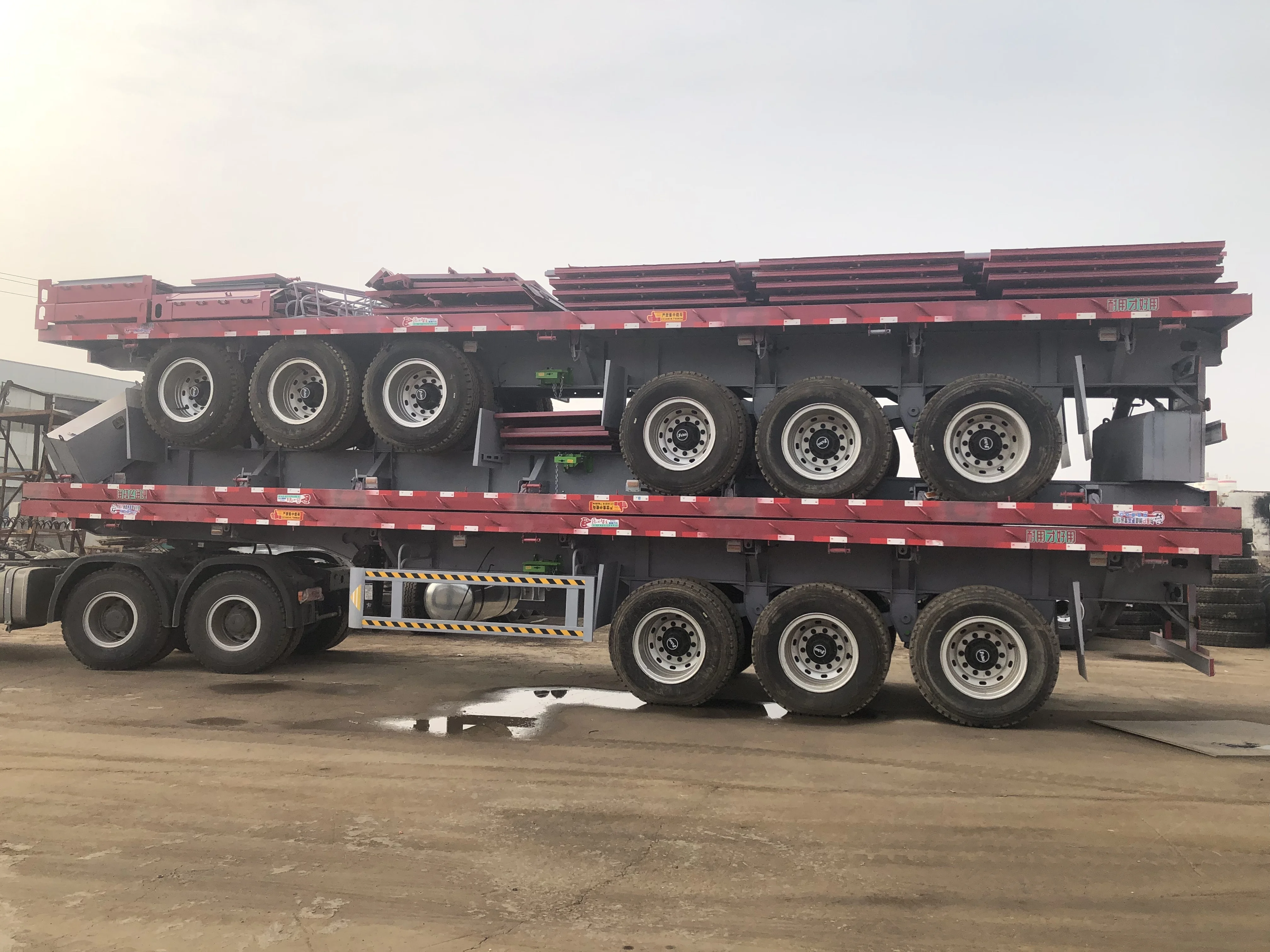 new and used Four axles 53 foot container flatbed trailer 53ft 4 axle flat bed western trailer for sale Mexico