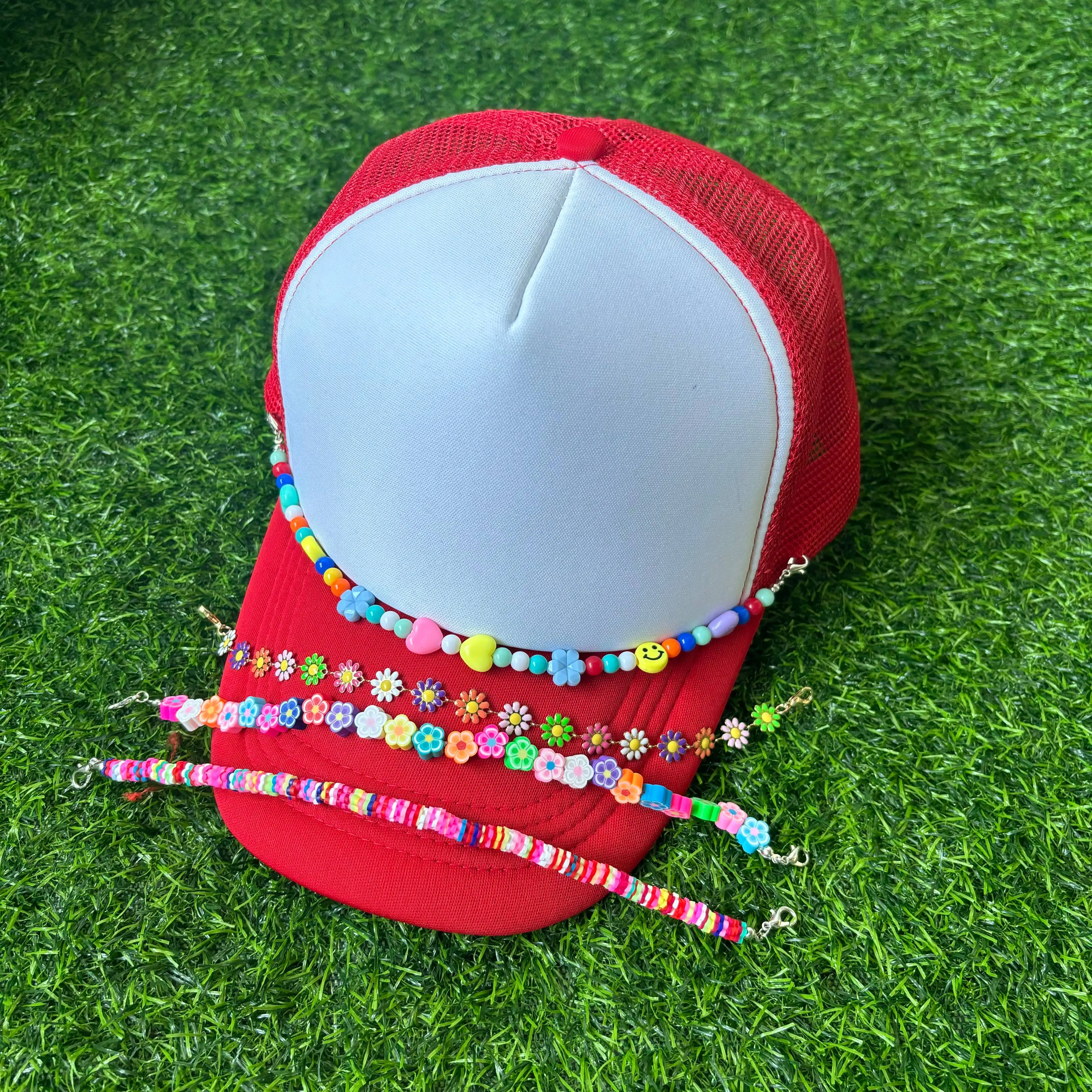 Customize Turquoise Trucker Hat Chains DIY Polymer Clay Baseball Cap Chain Anklet Charm Beach Accessories