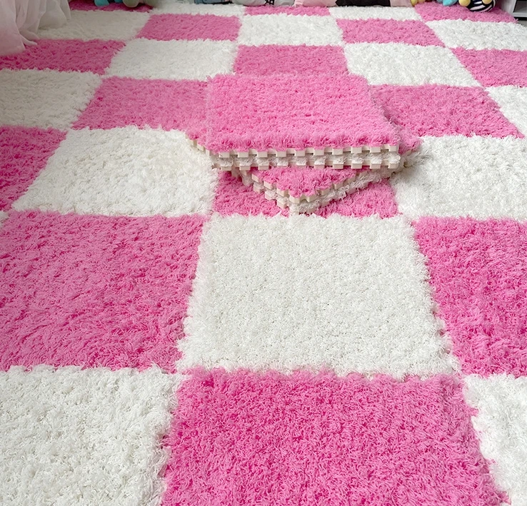 Velvet Carpet for Bedroom and Living Room Thick Cake-Style Blanket Tatami Mat Warm Spliced Floor Mat for Home Use for Women