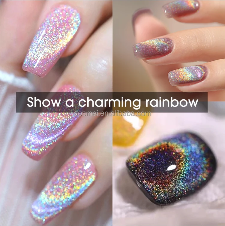 Полированный цветной голографический Алмазный Блестящий Магнитный глазурь магнит кошачий глаз УФ-гель