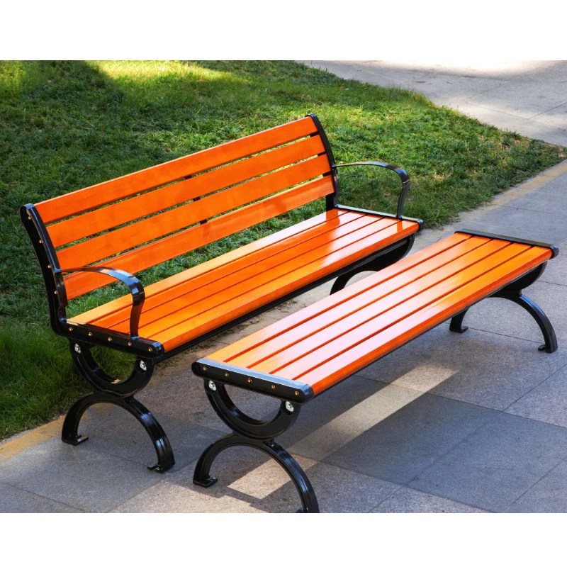 Park chair outdoor bench three person chair outdoor courtyard leisure chair back antiseptic wood bench waterproof sunscreen with