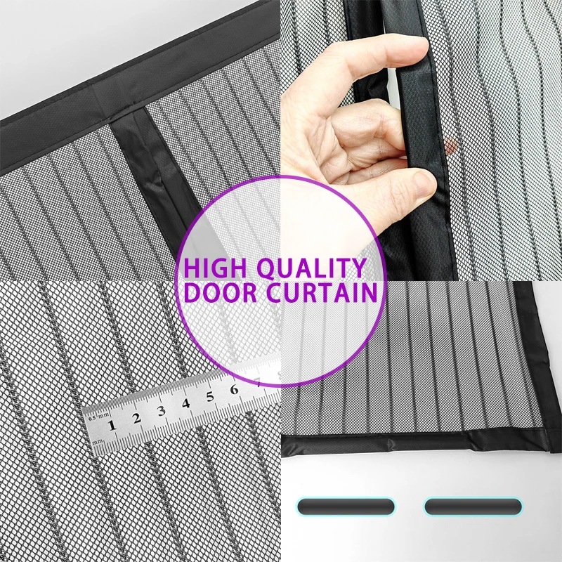 Cross border hot sale mosquito screen door mesh curtain magnet fasteners magnetic door curtain with hook and loop