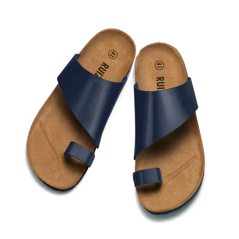 Шлепанцы унисекс с открытым носком модные туфли пробковой подошвой для мужчин и женщин