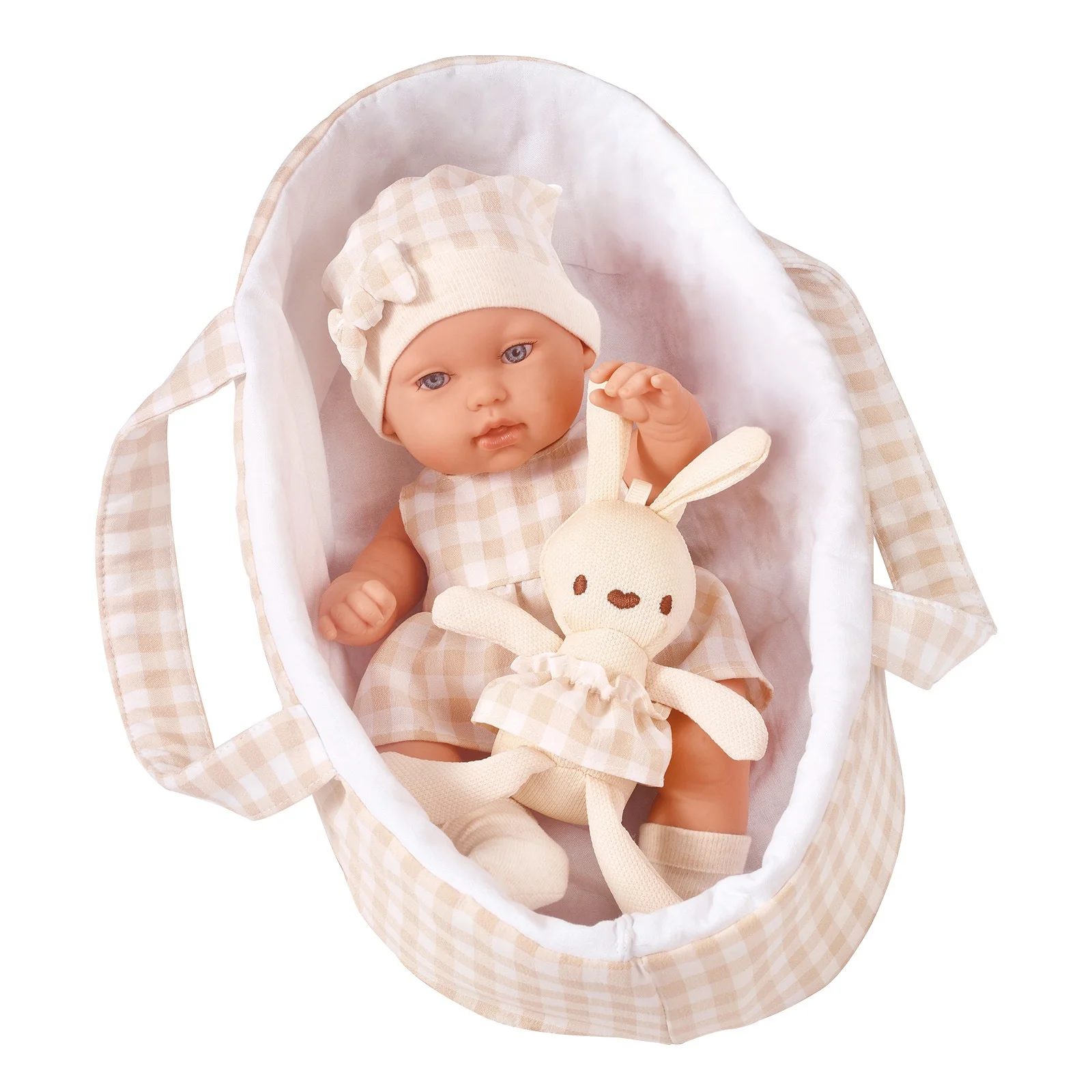 Wholesale fashion new 12-inch super simulation reborn doll costume party comfort doll baby sleeping basket set toys newborn gift