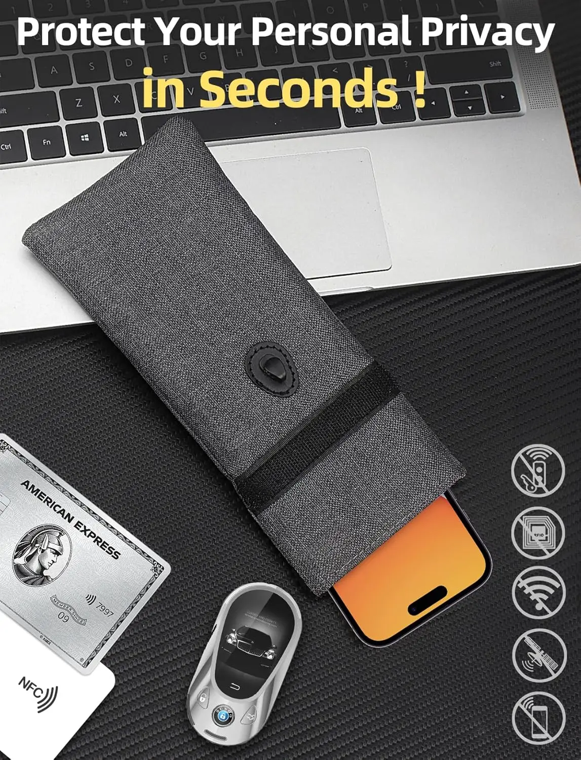 Vehicle tools Faraday Bag Anti-Radiation Credit Card GPS GSM Wifi Cellular RFID Mobile Phone 5G Signal Blocking Pouch