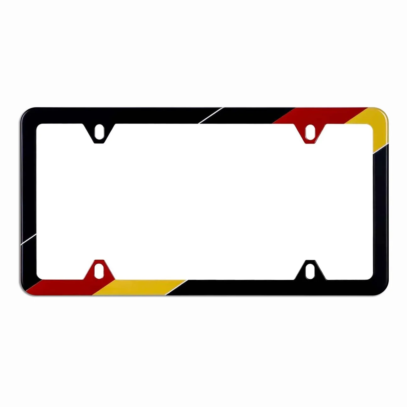 Germany Flag License Plate Frame Aluminum Black Car Cover Tag Holder with 2 Holes License Plate Cover for US Vehicles Standard