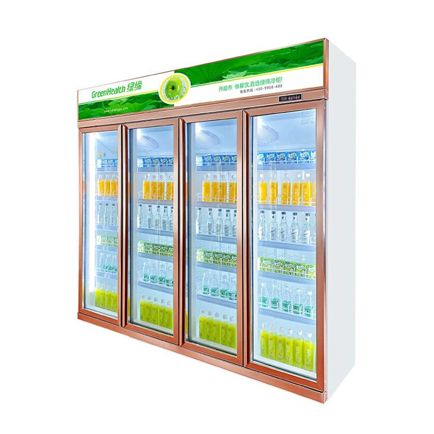 Free Frosted Supermarket Retail Shop Inverter Chiller Glass Door Refrigerator Drinks Display Fridge