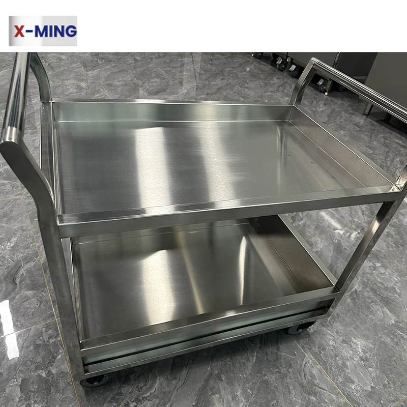 Xiangming Stainless Steel 3 Layers Food Serving Hand Trolley cart with wheels