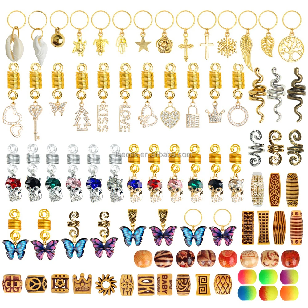 Hot Selling Imitate Wooden Hair Dreadlocks Hair Rings Dread Loc Jewelry Accessories Plastic Pony Braid Beads for Hair Decoration
