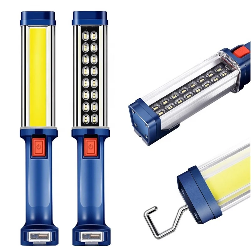 Магнитный крюк, перезаряжаемые рабочие лампы COB, USB-контрольный светильник, COB Светодиодная рабочая лампа