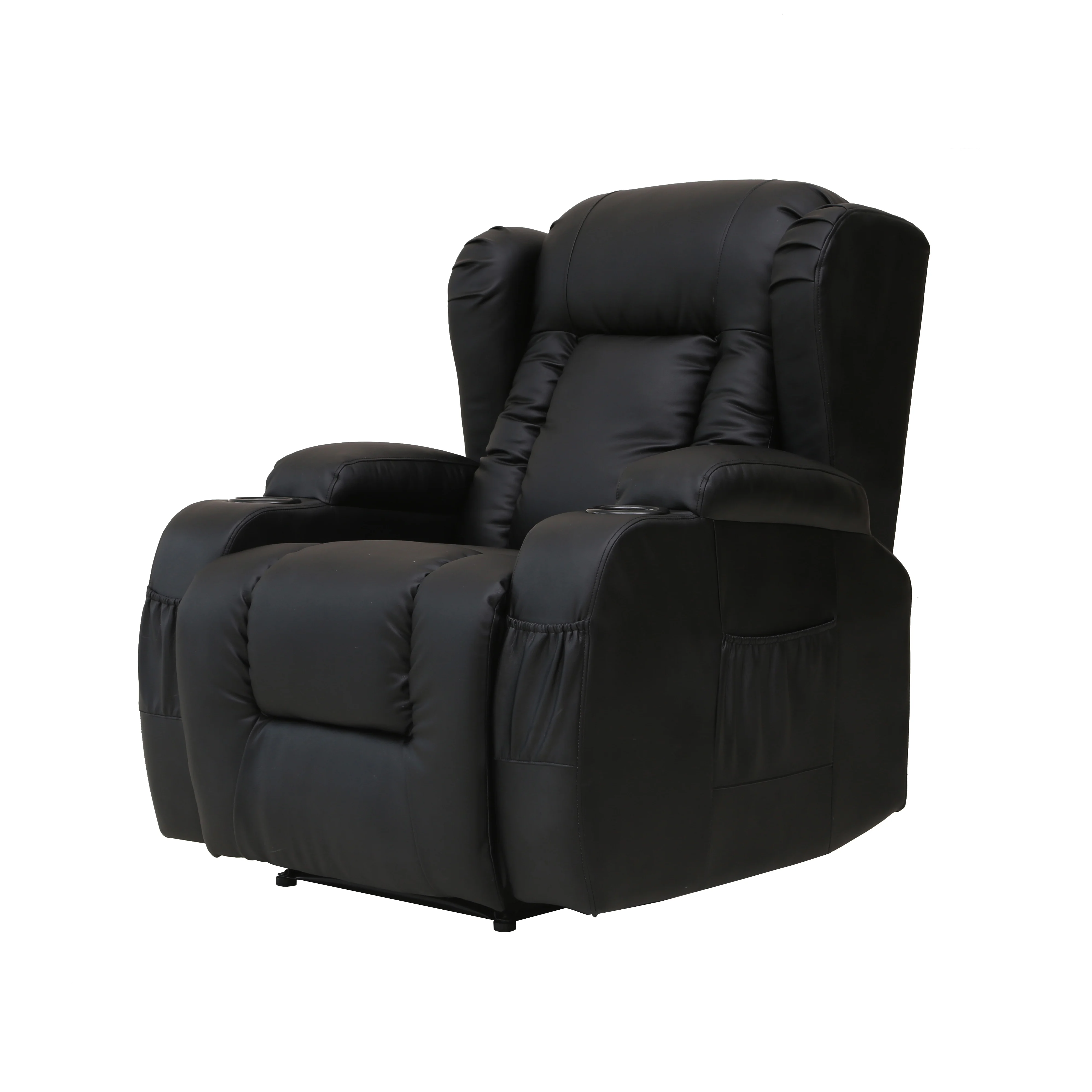 Manual Recliner Chair PU Leather Massage Heating Leisure Recliner Sofa for Living Room