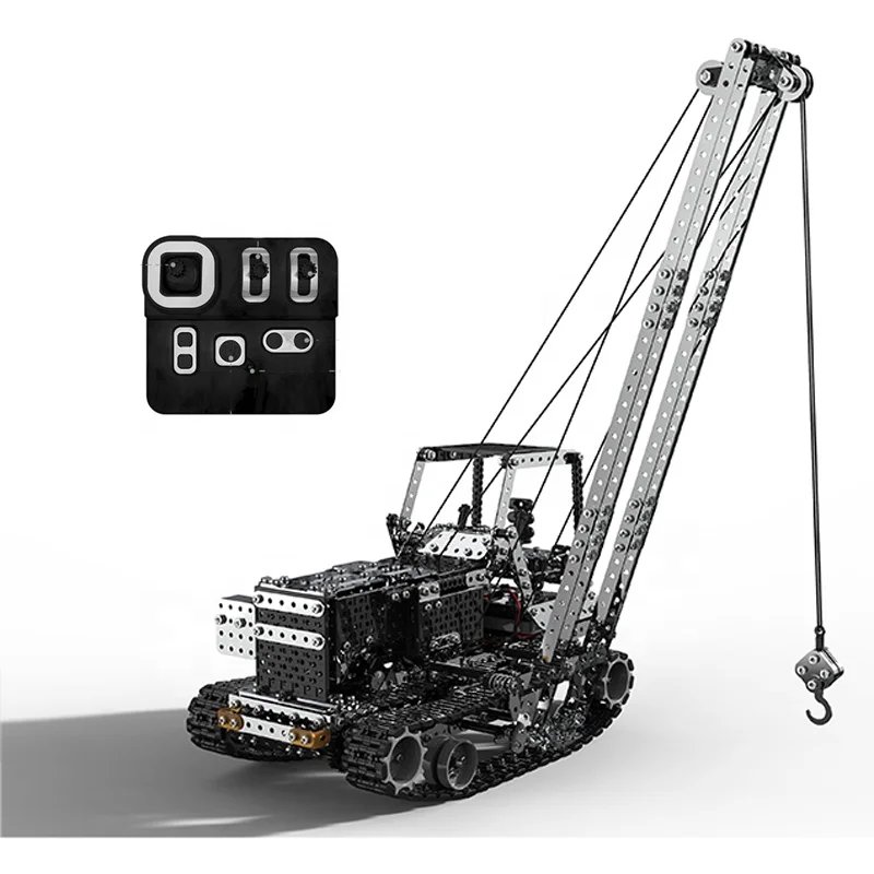 3D Metal Puzzle 1745PCS Metal Building Blocks Set Remote Control Crane Truck Model Engineering Car DIY Assembly Toys For Adults