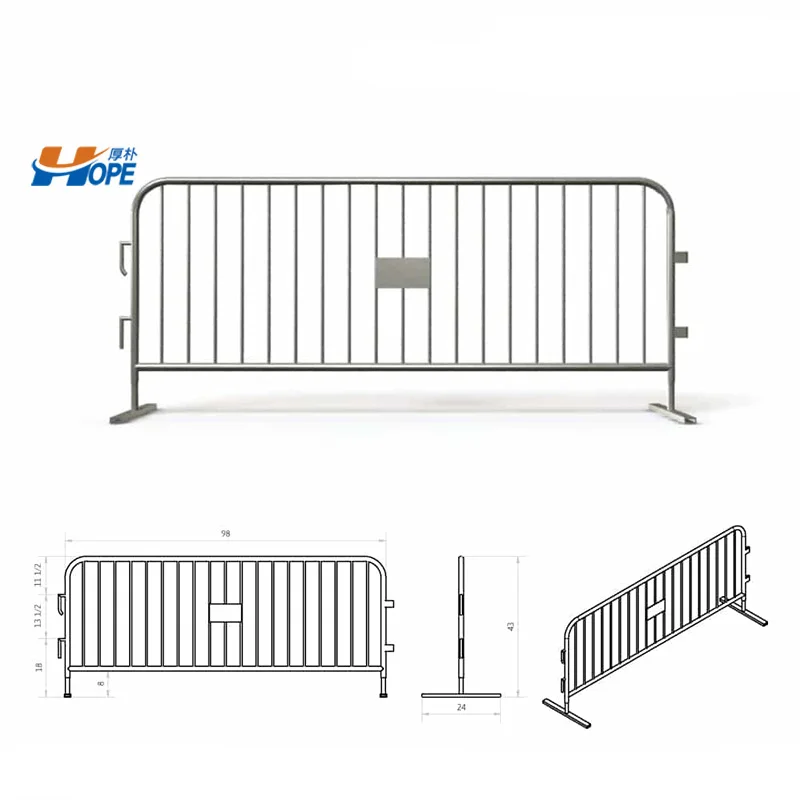 5 Feet Heavy Duty Galvanized Steel Barrier Interlocking Crowd Control Barricade with Bridge Feet