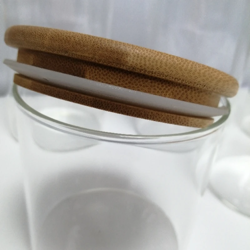 Kitchen 6 OZ Clear Empty Food Storage Jars Airtigh Candy Cookie Container Thick Glass Jars with Bamboo Lids
