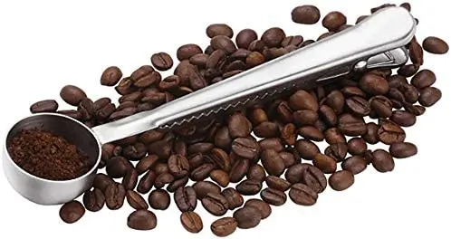 7 Inch Metal Coffee Tools With Bag Clip Coffee Measuring Spoon Food Grade Mini Matcha Spoon