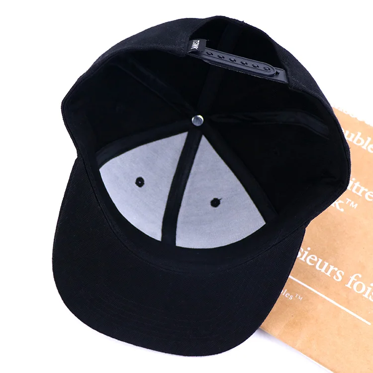 Qianzun casual adjustable strap hip hop hats gorras embroidery logo black snapback hat