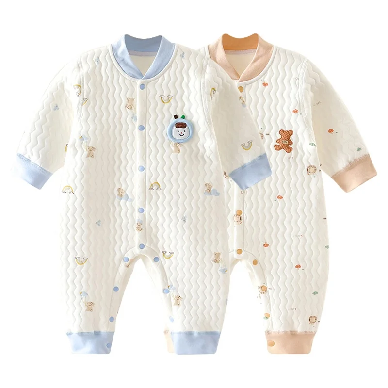 Baby Clothing Autumn and Winter Thickened Baby Jumpsuit Cotton Newborn Jumpsuit Creeper Long-sleeved Pajamas