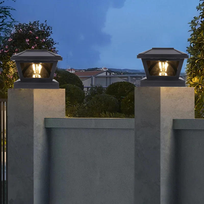 High quality decorative aluminum antique fence main gate pillar light garden lights