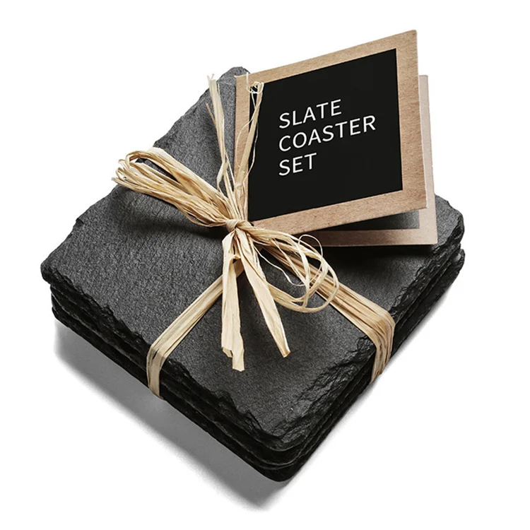 Hot Sale Natural And Environmentally Friendly Insulation Round Slate Coasters For Drink Blank Slate Coaster