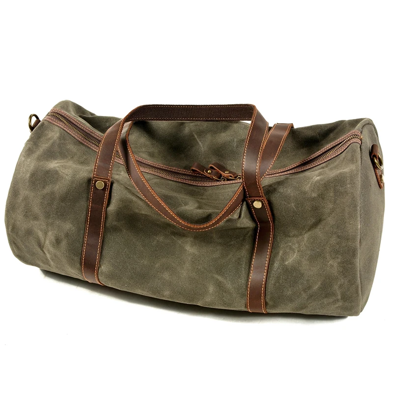 Waterproof Waxed Canvas Wholesale Spend The Night Bags Sports Canvas Duffel Travel bag for Men