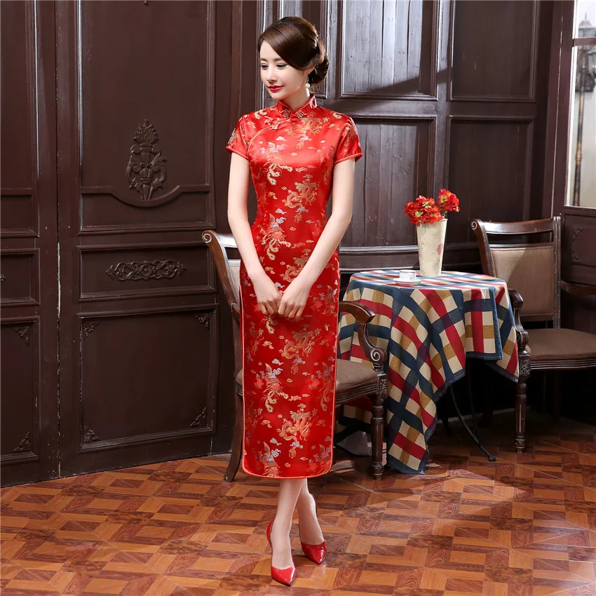 Plus Size S-6XL Traditional Chinese Dresses Cheongsam Long Qipao Dress Sexy Split Tang Costume Lady Banquet Qipao