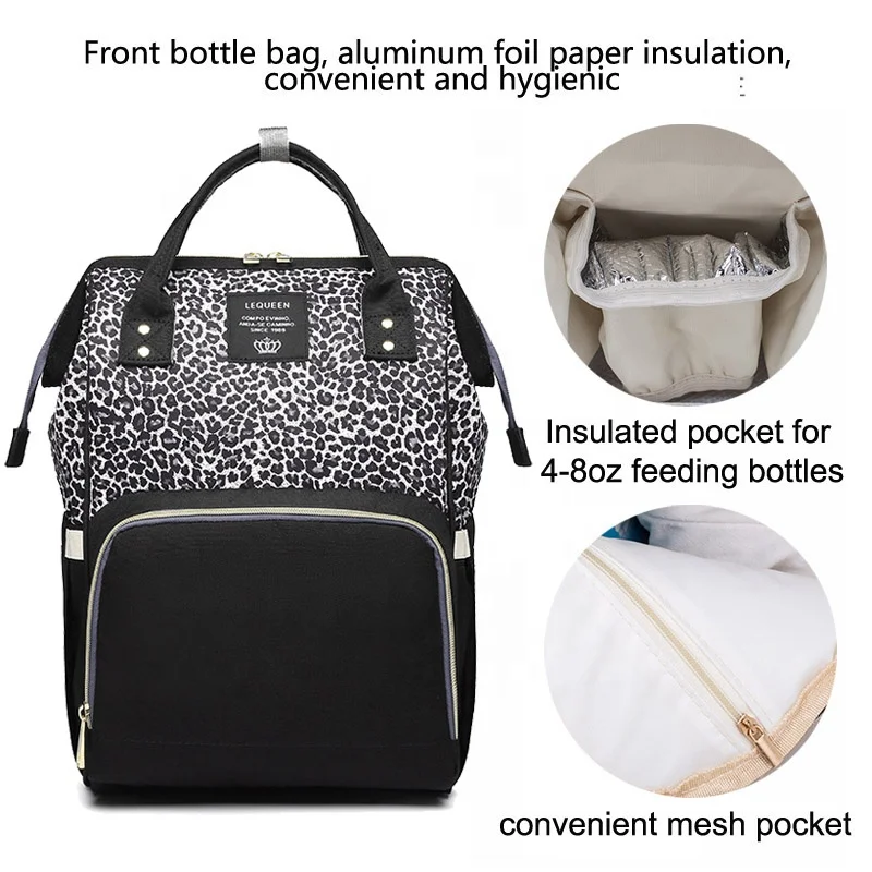 2021 fashion multi-function large capacity leopard print Maternity Nappy Bag elegant diaper backpack baby