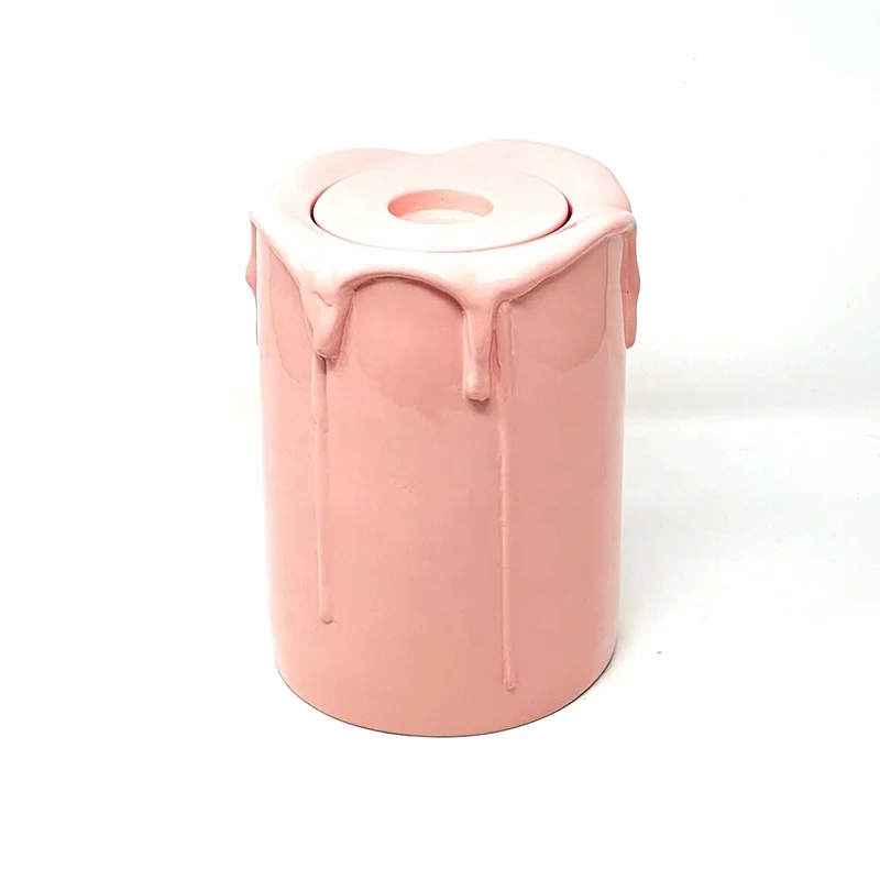 Custom wholesale human Cremation urn decorated with unique ceramic candle shape adult memorial urn