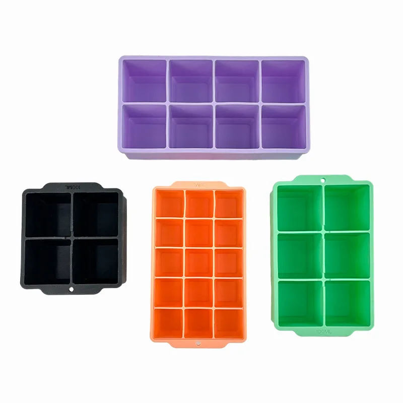 Spot 4, 6, 8, 15 square ice grid food grade silica gel with cover large ice die Make ice box
