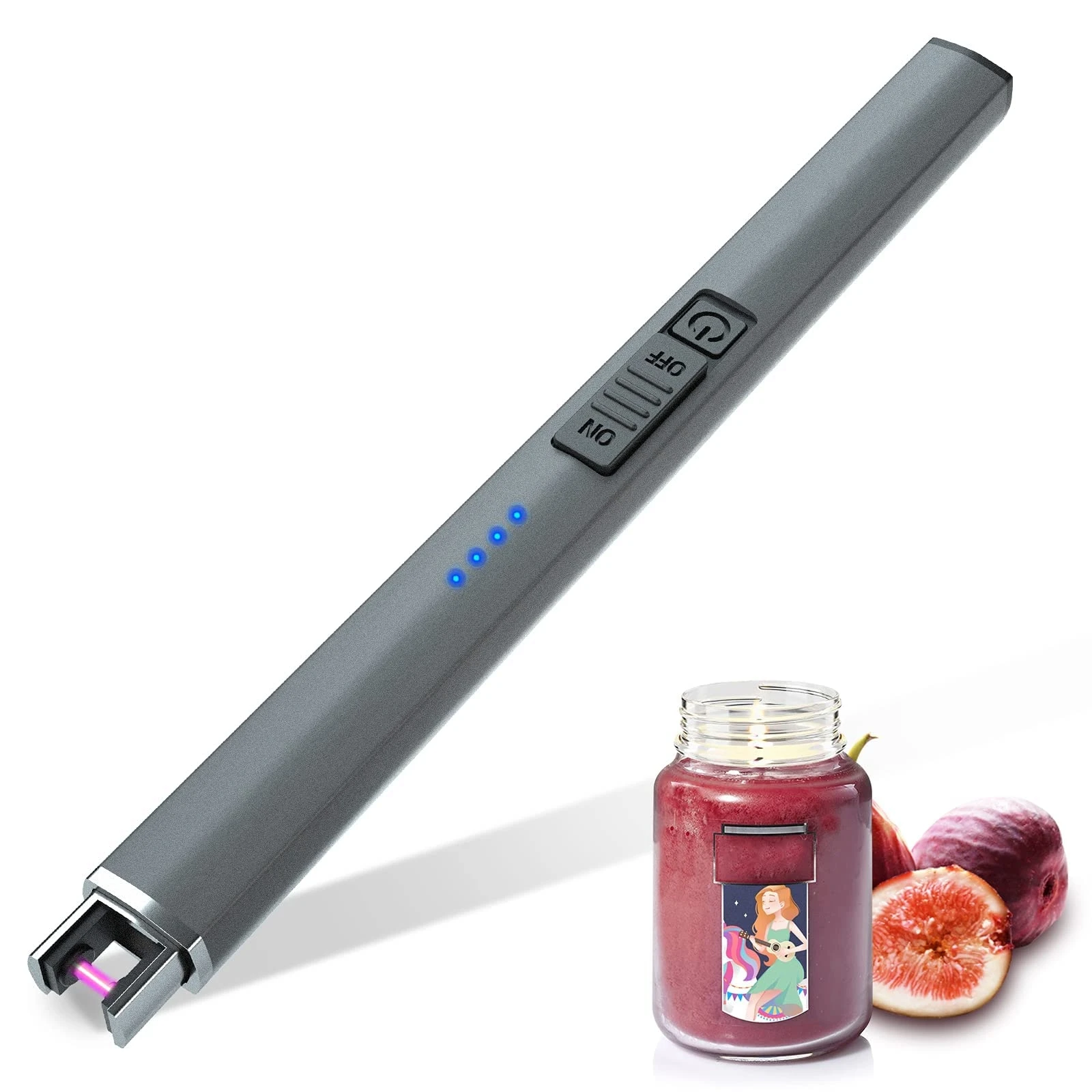 Wholesale custom logo metal usb rechargeable charging electronic encendedores flameless electric long bbq kitchen candle lighter