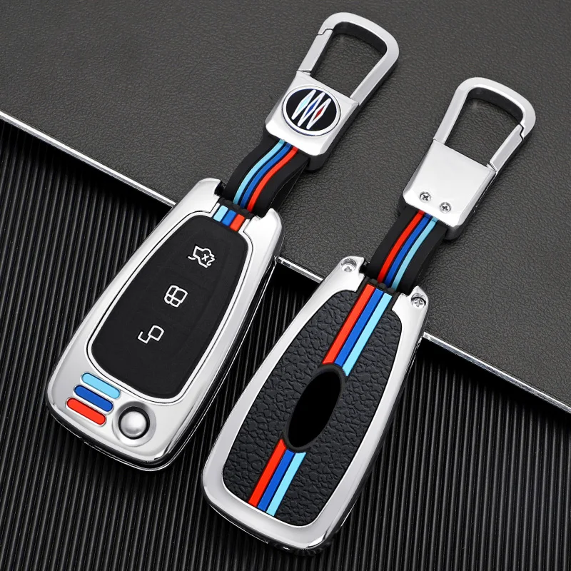 Automotive Accessories Interior Flip Key Case Zinc Alloy Car Key Cover Keyless Key Fob Protector Compatible with Ford