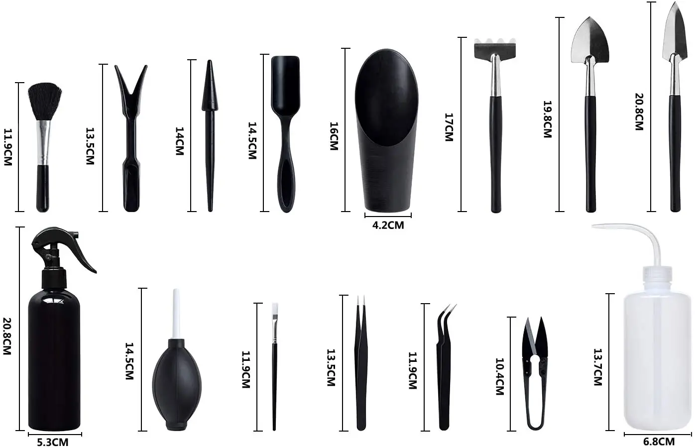 Hot selling 15 pcs bonsai tool kit mini pot plant gardening tool set garden tool set