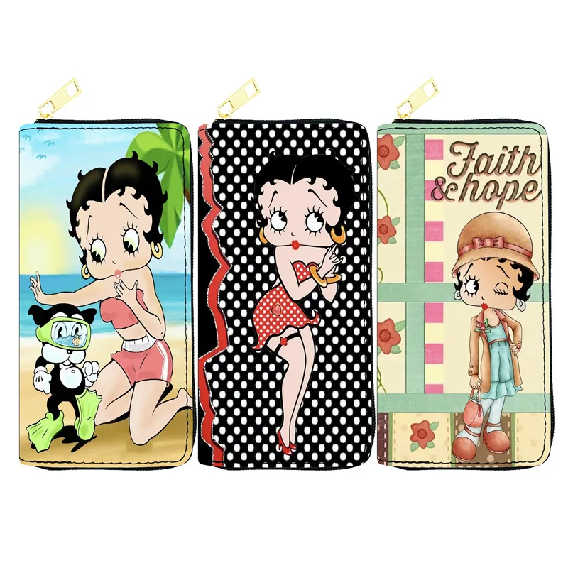 Cartoon Betty woman PU leather Coin Purse Ladies Student long wallet money clips