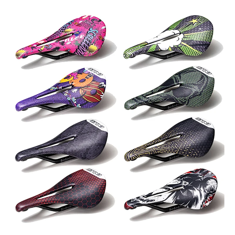 ENLEE Carbon Fiber Bicycle Seat Cushion Ultra-light 121g Personality Pattern Trendy Fashion MTB Road Bike Seat Cushion