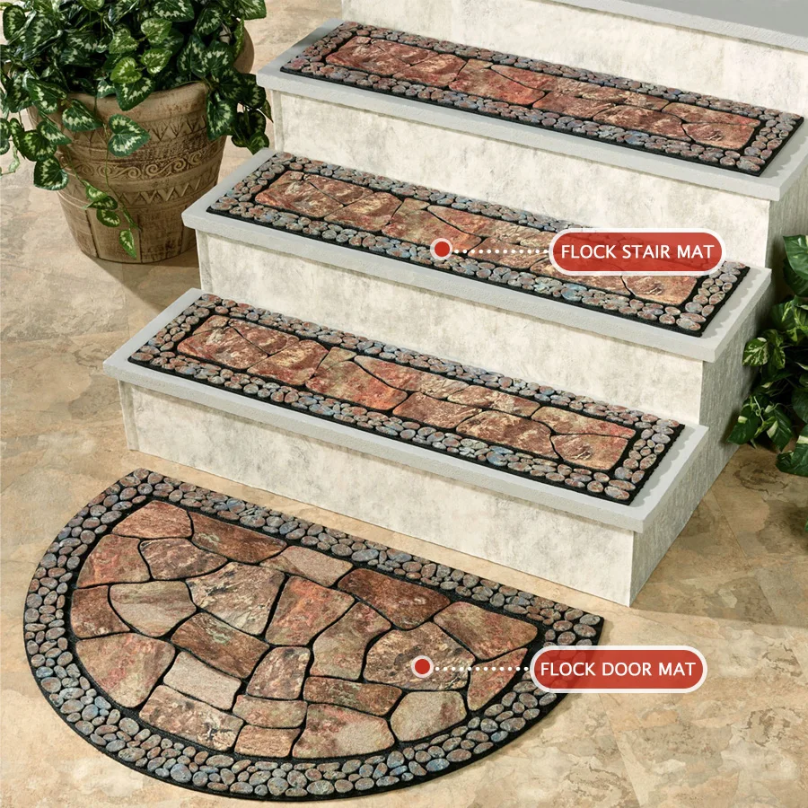 Твёрдый Флокированный Рециркулирующий нескользящий напольный дверной коврик с принтом