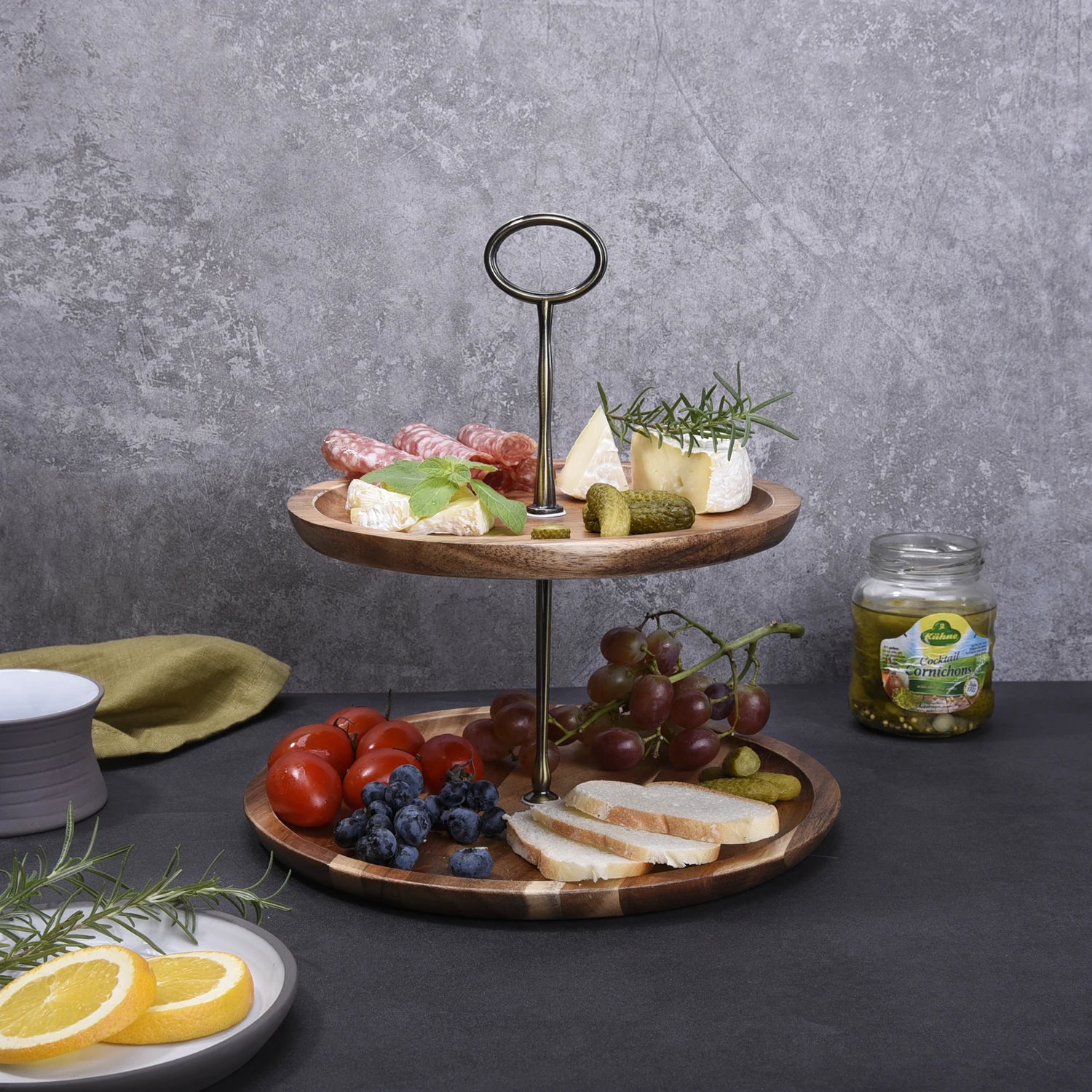 Hot Products Acacia Wood Cake Display Stands with Wholesaler