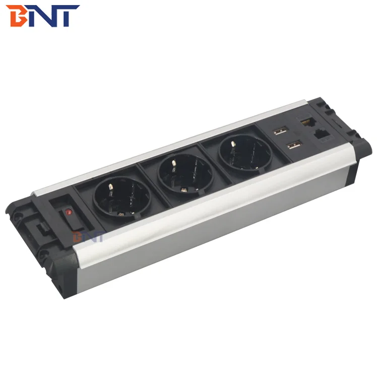 CE Certified Aluminum alloy USB Power Socket Schuko Plug 10A 2 Outlets IP44 Desktop 2 CN Standards Intelligent Built USB Port