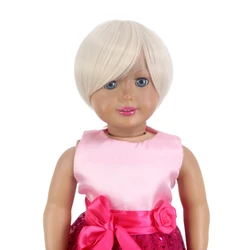 Amazon Горячая 8 дюймов короткие Боб Стиль машины по изготовлению синтетический термостойкий парик для куклы Американская девочка парики