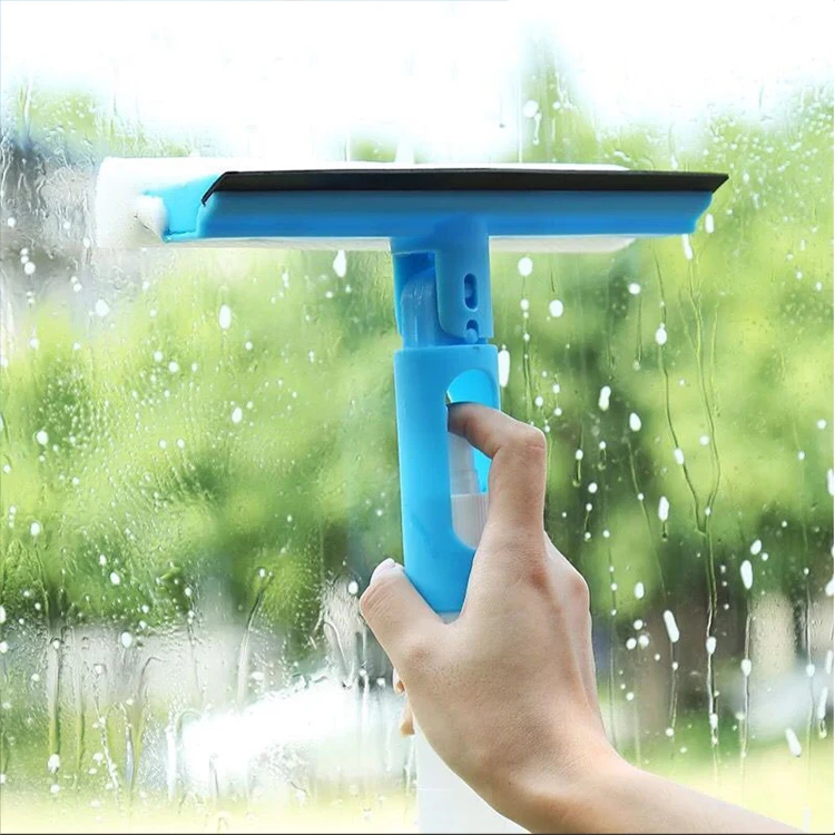 Window Cleaner, Spraying Water Cleaning Floor Tile Glass Windshield Scraper, Soft silicone Wiper Blade Window Squeegee