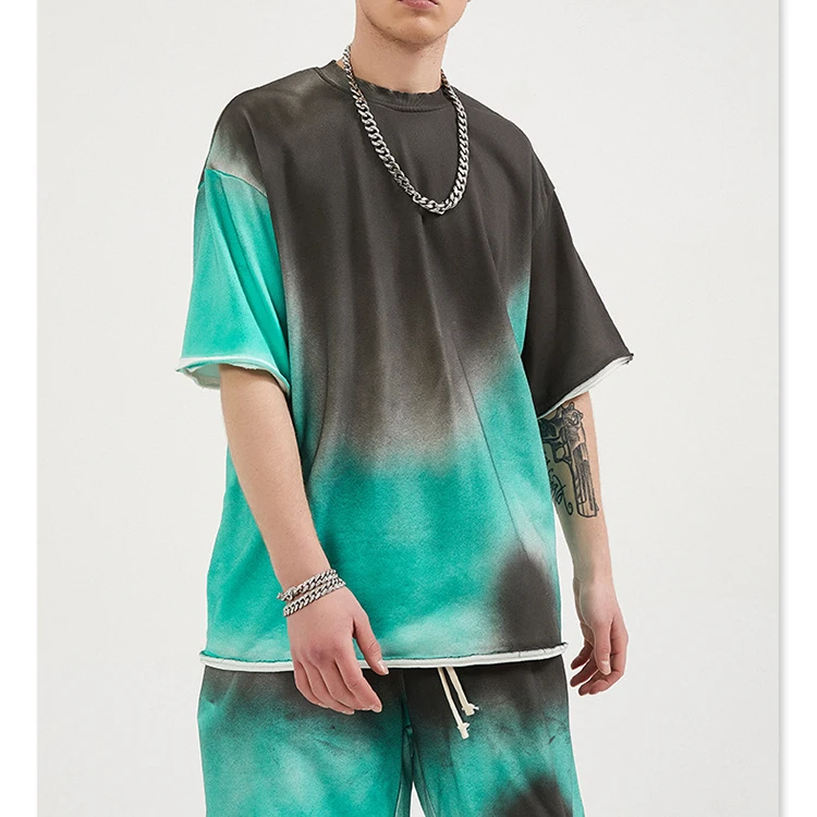 Hot selling distressed t shirt fashion streetwear vintage tie dye t shirt