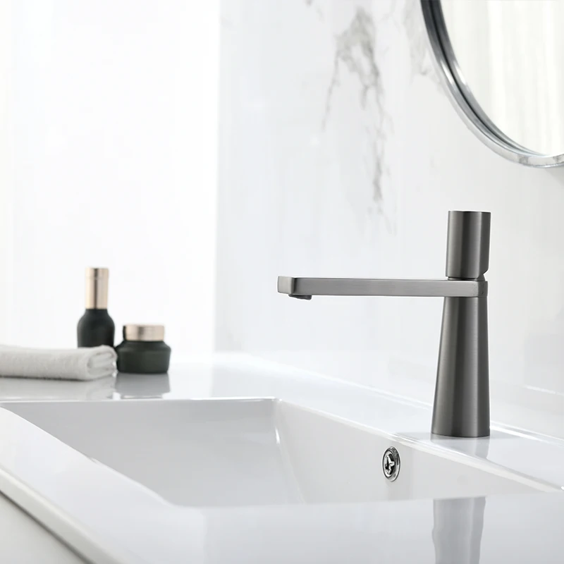 New style brass faucet hot cold shower faucet set bathroom tall gun grey basin faucets