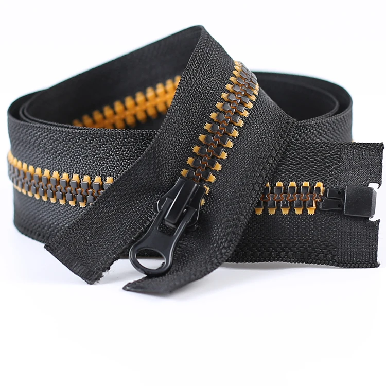 Custom Yellow Plastic Contrast Color Single Open Ended Resin Zipper #5