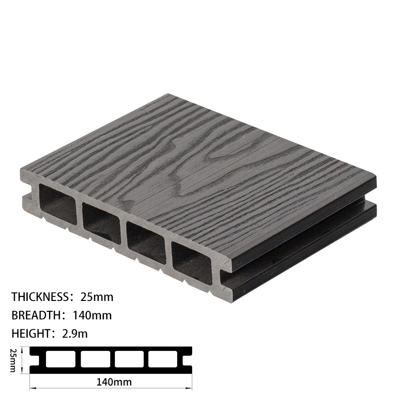 140mm Width PE Co-extrusion Corrosion Resistant Hard Wearing Wood Deck WPC Floor Decking For Exterior Floor Decoration