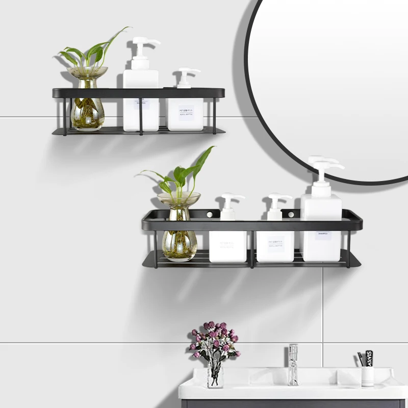 Adhesive Wall Corner Bathroom Shelf Stainless Steel Storage Rack for Toilet