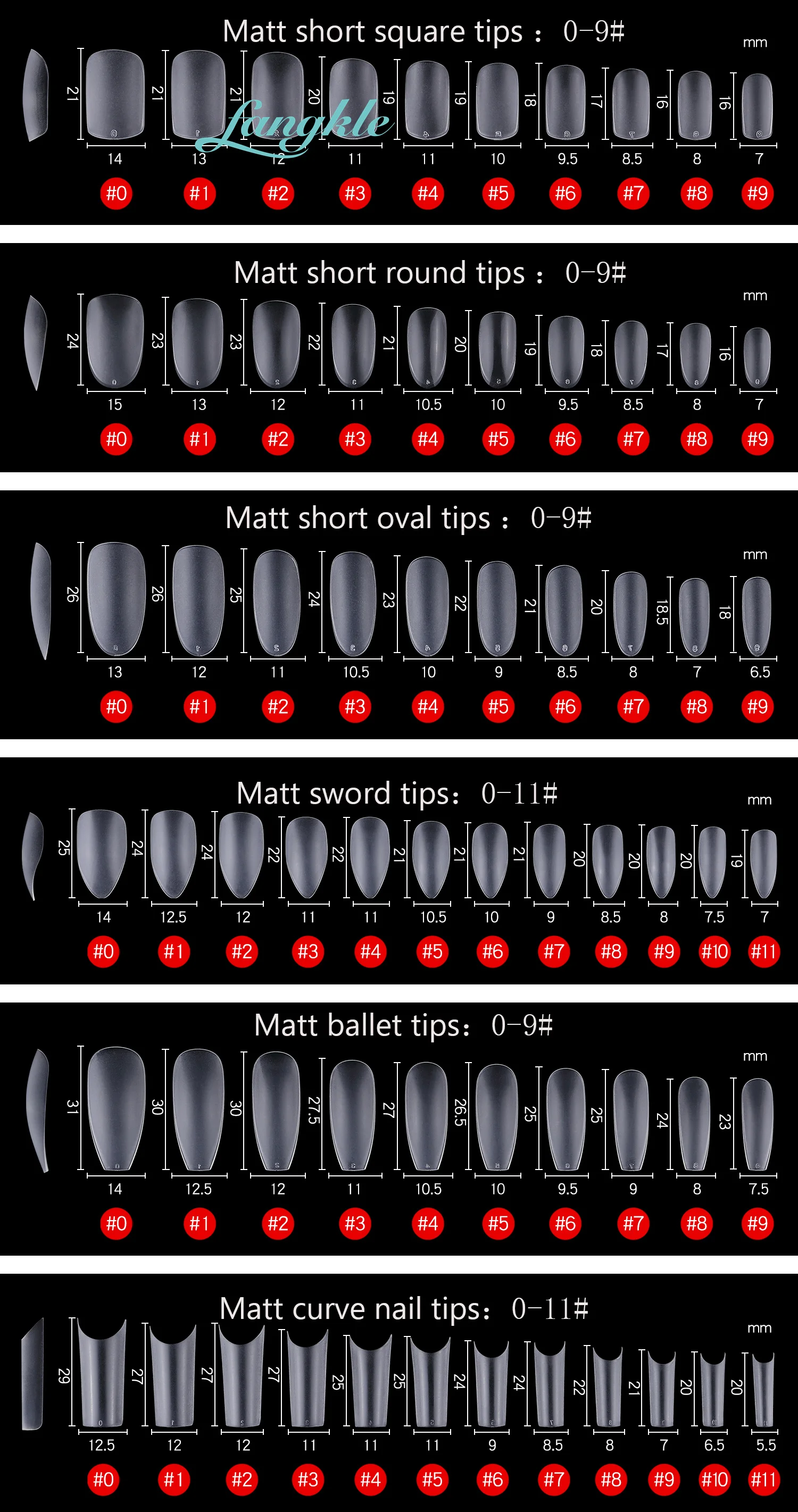 Wholesale Nail Tips 12sizes 500tips Soft Gel Nail Tips without White Trace