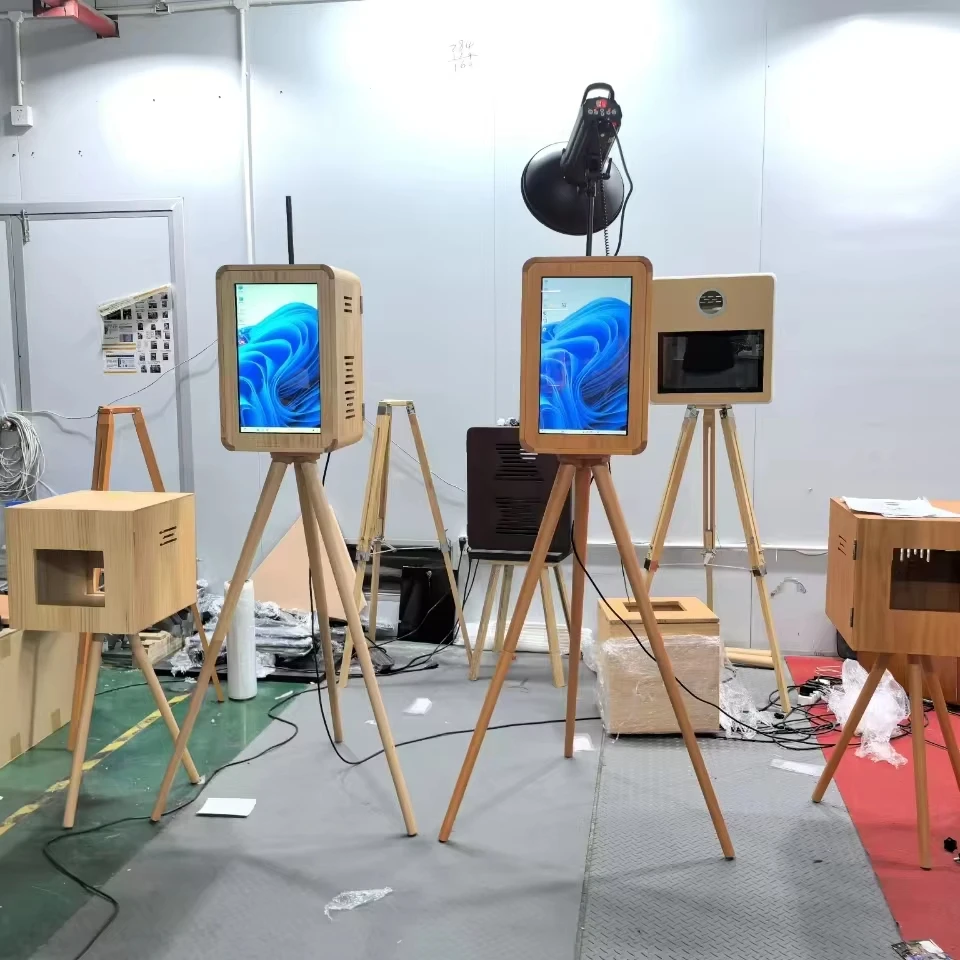 Hot Selling Double-sided SLR Camera, iPad Photo Booth Party Business Wedding Retro Wooden Photo Booth