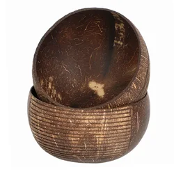 100% Natural Unique Handcraft Engraved Coconut Tableware Wholesale Coconut Wood Bowl Lid With Logo