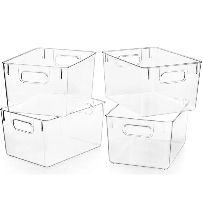 OWNSWING Refrigerator Plastic Storage Bins Set Of 4 Kitchen Organization Pantry Storage Fridge Organizer Cabinet Organizers