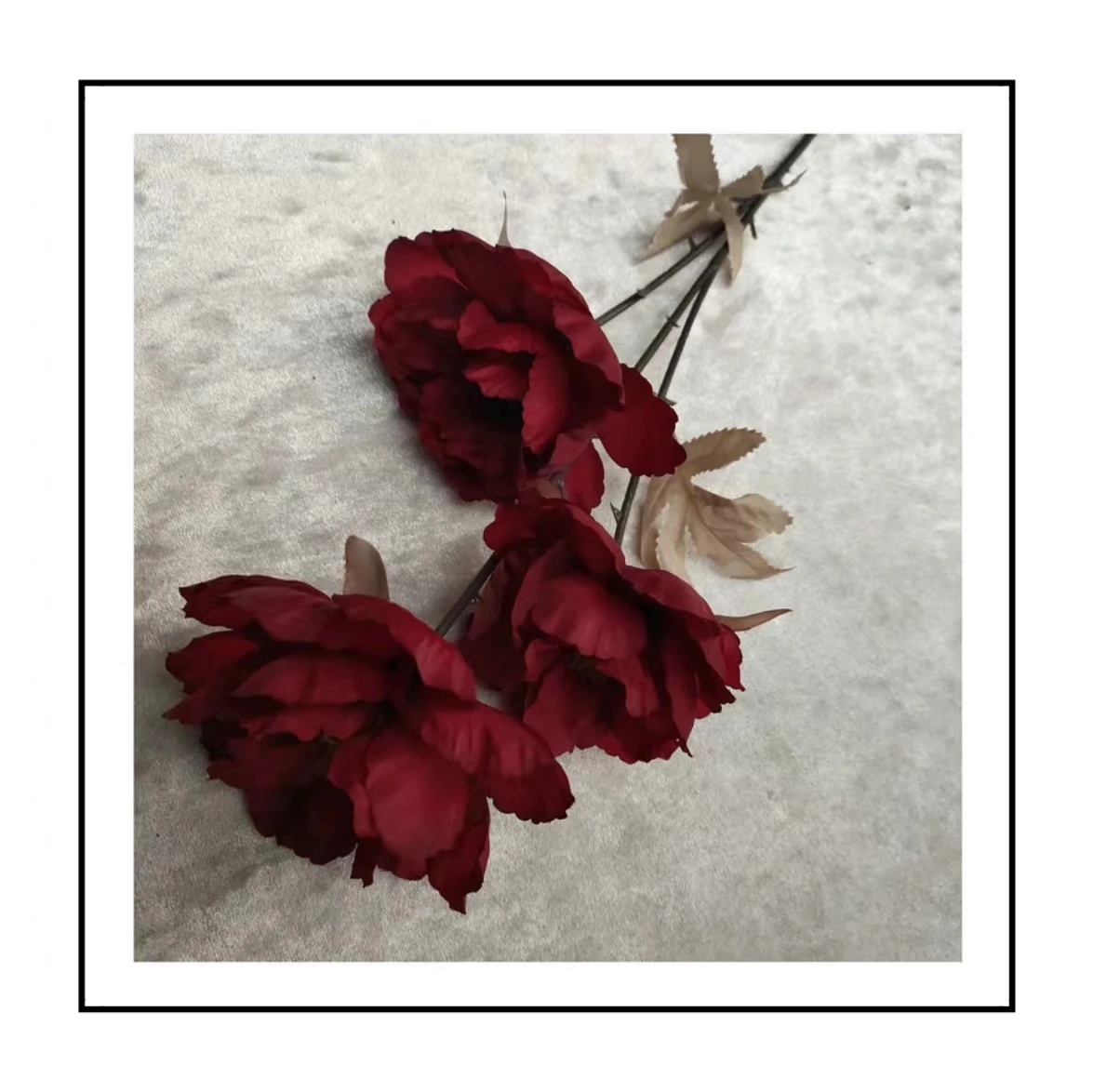 Wholesale Home Wedding Decoration Manufacturer 3 Heads European Style Single Stem Silk Fabric Peonies Artificial Flower