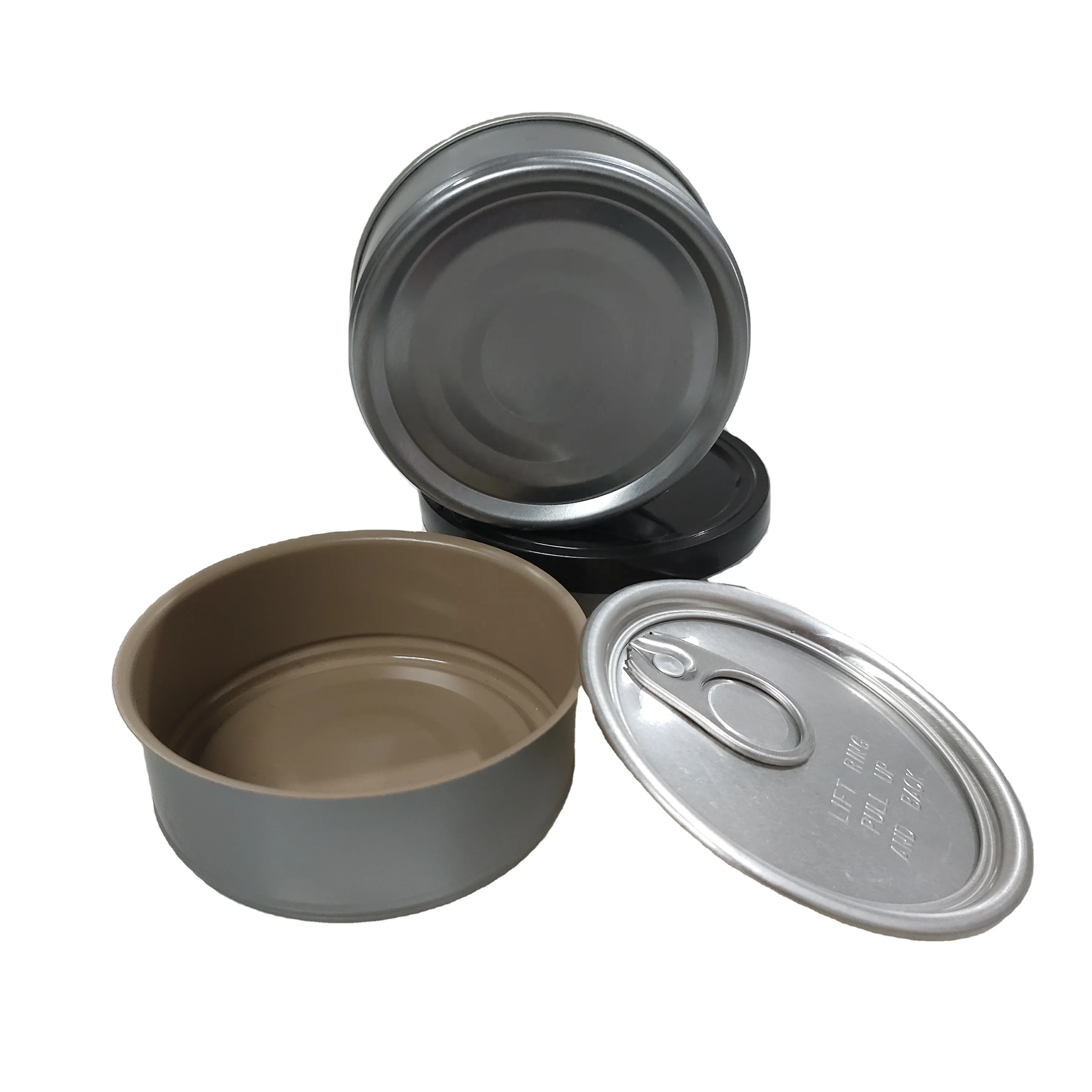 
3.5g/7g empty tuna cans and aluminum tin can with variety taste labels 